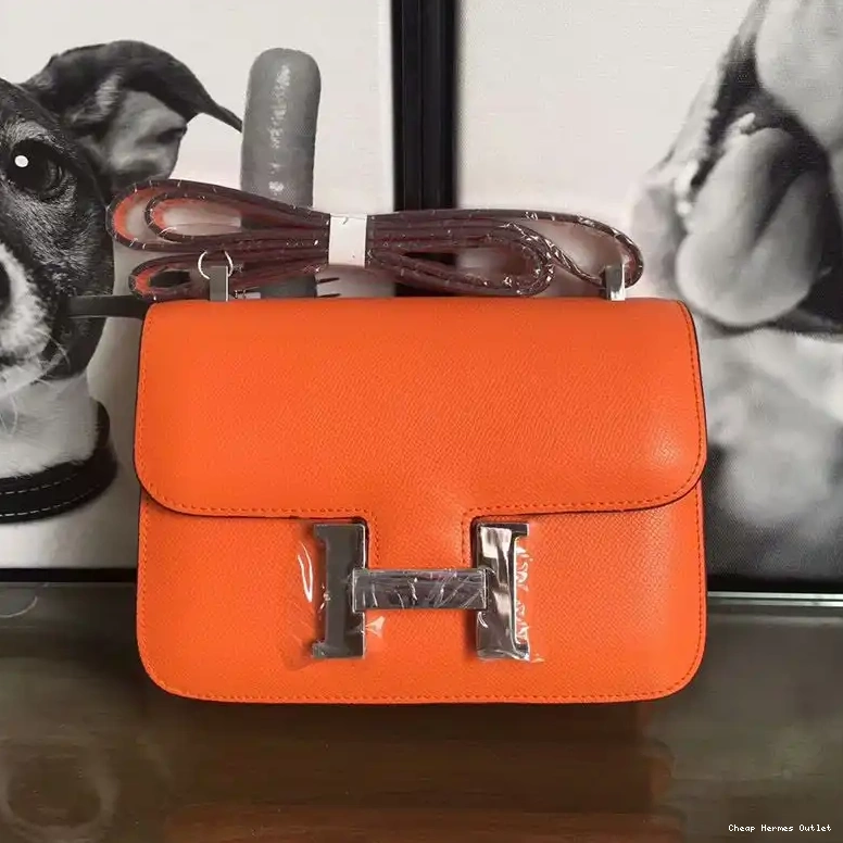 Leather Hermes In Epsom Palladium Bag Hardware Orange Constance 0509